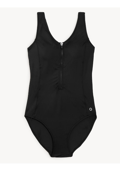 Marks & Spencer Fermuar Detaylı Mayo T52006495H Siyah