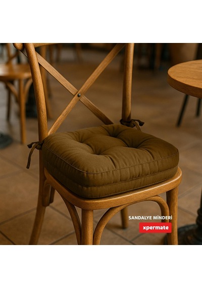 Sandalye Minderi 4'lü Set 42x42x8 Cm Kalın Çift Kat Pofidik Minder Yıkanabilir Fermuarlı Su Ve Yağ İtici Kahveren Çok Renkli