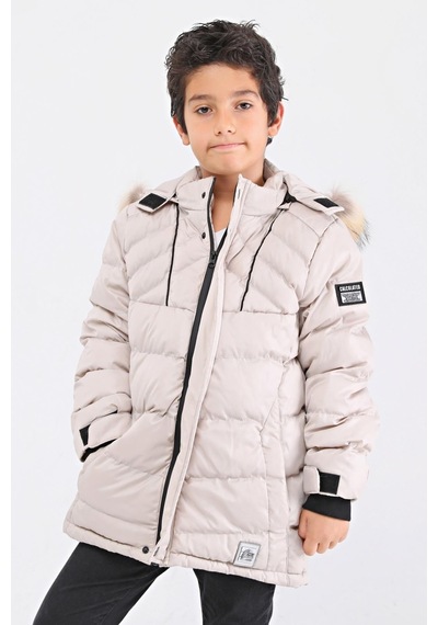 Natural Kürklü Erkek Çocuk Kaban 51237t Bej