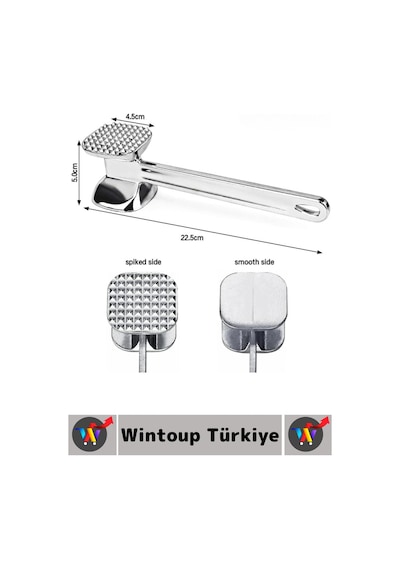 Ergonomik Tutuş Mutfak Et Kıyma Köfte Yüksek Kaliteli Dayanıklı Pratik Çift Taraflı Et Dövme Çekici