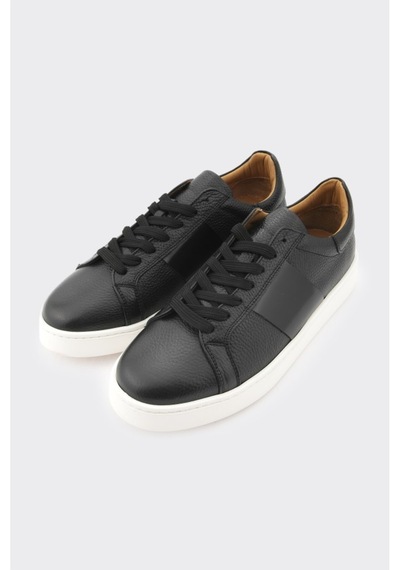 Derinet Comfort Taban Hakiki Deri Erkek Sneaker Siyah Beyaz Siyah Beyaz