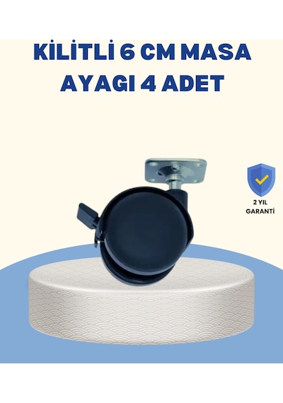 Kilitli Mobilya Tekerleği 6 Cm 4 Lü Kolay Kurulum Siyah