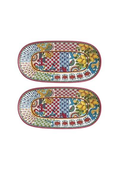 Lucky Art Lemozia Melamin 2'li Baton Sunum Tabağı - 43 Cm Lybf 027 Çok Renkli