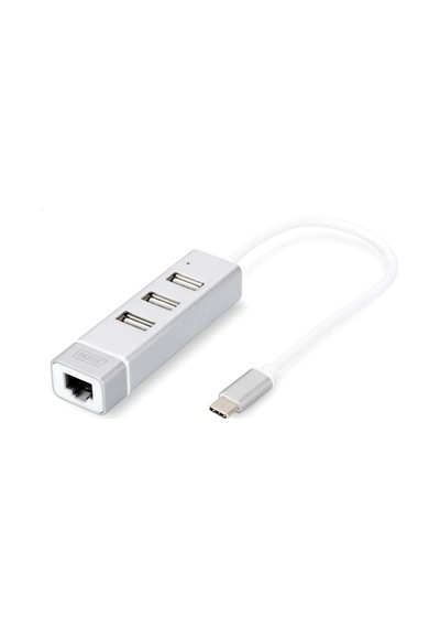 Digitus Da-70253 Usb Type-c 3-port Hub + Fast Ethernet Lan Adapter Kdo