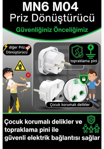 Mn6 M04 Priz Dönüştürücü/5 Adet Fiş Çevirici Adaptör-şarj Aleti Fiş Dönüştürücü