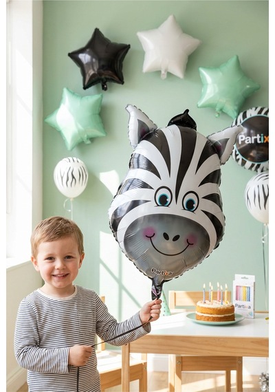 Safari Zebra Kafa Folyo Balon 28x46 Cm Safari Temalı Çocuk Doğum Günü Parti Süsü Çok Renkli