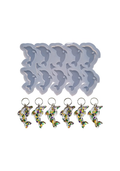 Tahtakale Toptancı Epoksi Silikon Kalıp Çoklu Yunus Balığı Kalıbı Yunus Anahtarlık Kalıbı Silikon 4.5x2.2 Cm 10 Lu