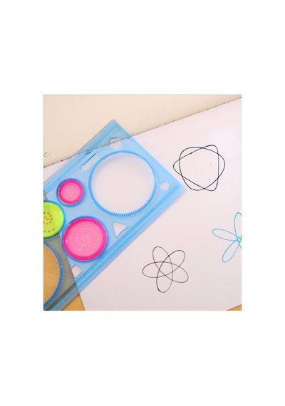 Sihirli Cetvel 2 Adet Plastik Sihirli Daire Cetvel Desen Şablon Çizim Sınıf Okul Karne Hediye Çok Renkli