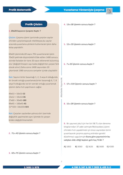 Pratik Matematik 77 Pratik Taktik Tyt-dgs-kpss-ales-ags-lgs Atacbala Yayıncılık