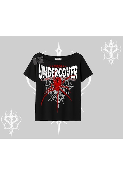 Startmore Startmore Beyaz Kayık Yaka Tişört Spider Undercover Siyah