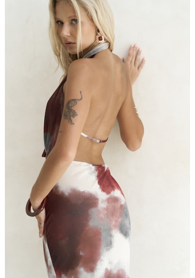 Mai Collection Mai Studios Co. Galagher Degaje Bordo Uzun Elbise Bordo