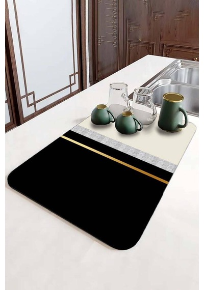 Siyah Modern Microfiber Bulaşık Kurutma Kurulama Matı Mm009n11