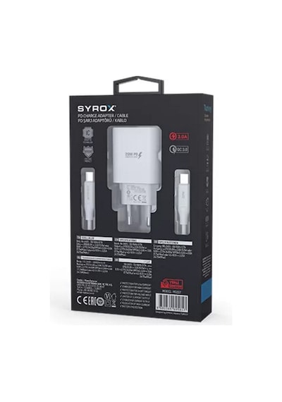 Syrox Pd25t Type-c Başlık Giriş Type-c Kablolu 25w 3.0 Amper Pd Ev Şarj Aleti Seti