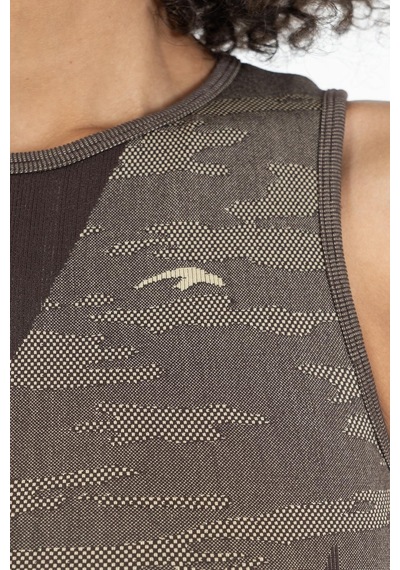 Maraton Active Slimfit Kadın Bisiklet Yaka Kolsuz Fitness Kahverengi Bra 813054-Kahverengi