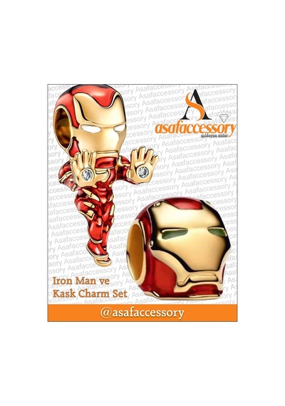 İron Man Ve Kask Charm Set Kırmızı