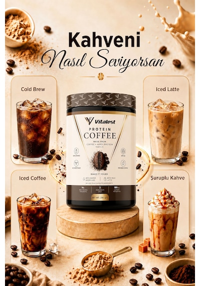Protein Coffee 200g - Günlük Kahveni İçerken 14g Protein Al Whey Protein Ve Gerçek Kahve Granül
