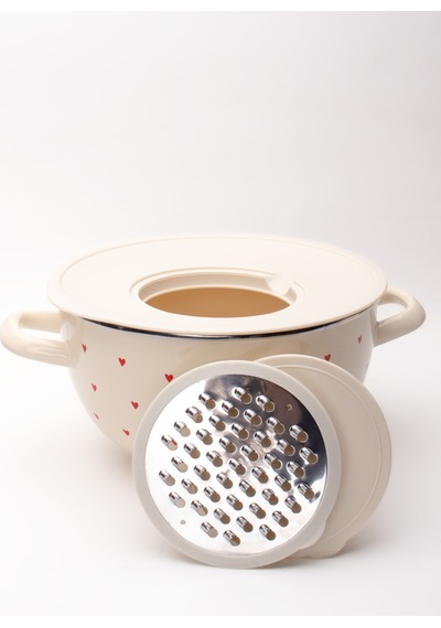 Cupid Emaye Rendeli Karıştırma Ve Salata Kabı 26 Cm 5 Litre Ocağa Da Koyulabilir Krem