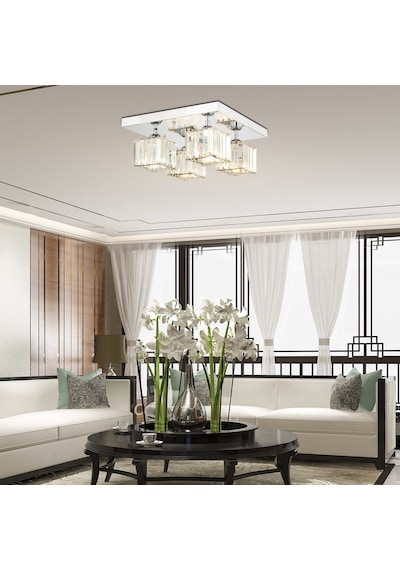 Rivia 4 Lü Krom Kaplama Plafonyer Taşli Salon Avize