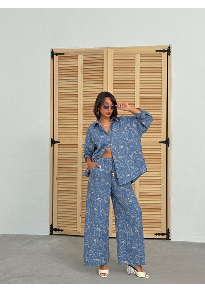 Verymoda Nakışlı Gömlek - F1899 Koyu Mavi Dsn1