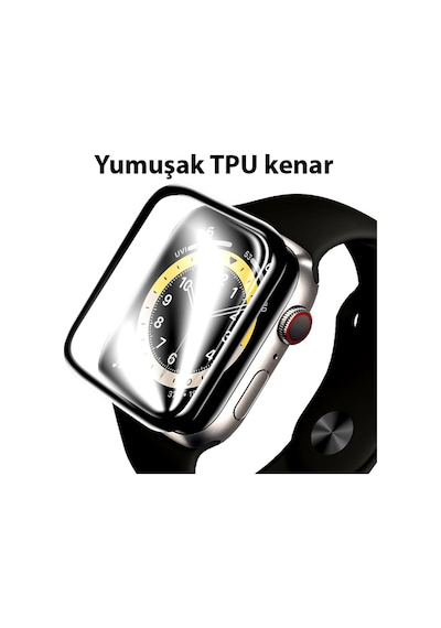 Apple Uyumlu  Watch 7 45Mm Ekran Koruyucu 3D Kavisli Tam Kaplama Pmma-Siyah