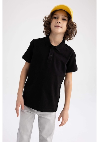 Defacto K1689a6 Erkek Çocuk Polo Yaka T-shirt K1689A6-R4306 Siyah