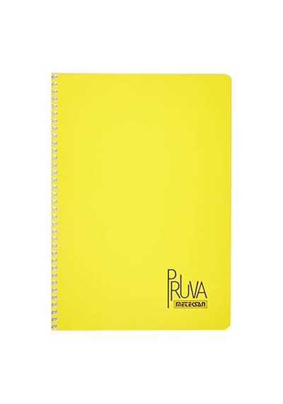 Meteksan Pruva A4 Pet Spiralli Karton Kapaklı Defter 144 Yaprak - Kareli - Sarı
