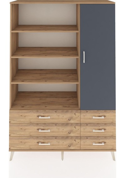 Hyperion Dolap 8 Raflı 6 Çekmeceli Tek Kapaklı 132x44x195 Çam-antrasit/çam Antrasıt/atlas Çam Hyperion Dolap 8 Raflı 6 Çekmeceli Tek Kapaklı 132x44x195 Çam-antrasit/çam Antrasıt/atlas Çam
