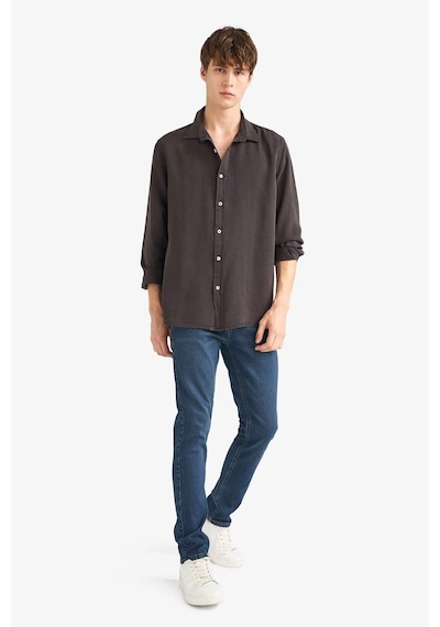 Defacto Regular Fit Gömlek Yaka Twill Uzun Kollu Gömlek G0406ax25aubn339 Kahve