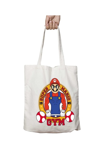 Art Hediye Mario Gym İki Taraf Kalıcı Yıkanabilir Okul Plaj Omuz Bez Çanta Çok Renkli