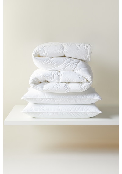 Ocean Home Textile %100 Pamuk Kumaş Kaz Tüyü Konforunda Saten Biyeli Mikrojel Battal Boy Yastık Yorgan Seti 1 Adet 235 X 215 / 2 Adet 50 X 70 Cm Beyaz