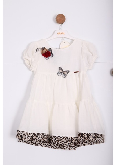 Xo Kids Kız Çocuk Elbise 4-8 Yaş 9213 Beyaz