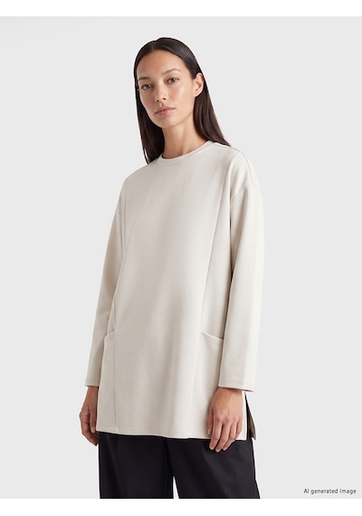 Lcw Everyday Bej Bisiklet Yaka Soft Touch Kadın Tunik