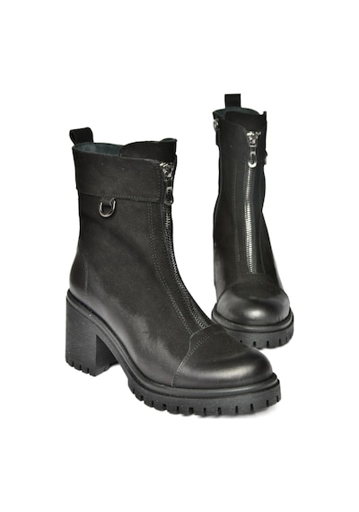 Fox Shoes R654095903 Siyah Hakiki Deri Kalın Topuklu Kadın Bot Siyah