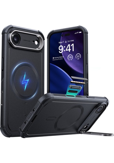 Esr Apple Uyumlu iPhone Air Cyber Tough Manyetik Kılıf Kamera Kontrol Özellikli Stantlı Siyah