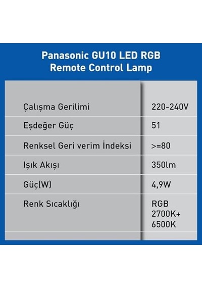Panasonic Led Akıllı Bluetooth Wi-fi Rgb Gu10 Lamba 4w Çok Renkli