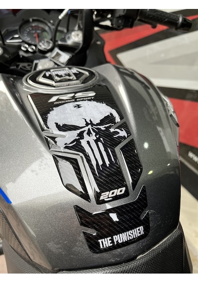 Bajaj Pulsar RS 200 Siyah Karbon Punisher Edition Gidonlu Tank Pad Set