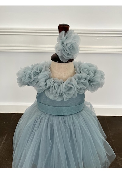 Butikhappykids Kız Çocuk Mavi Yakası Gül Çiçekli Bandanalı Kısa Tüllü Abiye 9-36 Ay Mavi Butikhappykids Kız Çocuk Mavi Yakası Gül Çiçekli Bandanalı Kısa Tüllü Abiye 9-36 Ay Mavi