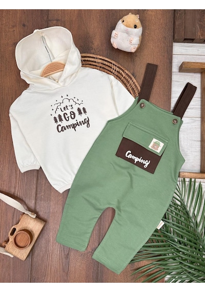 Bebicix Let's Go Sweatshirt Salopet Erkek 2'li Takım Yesil