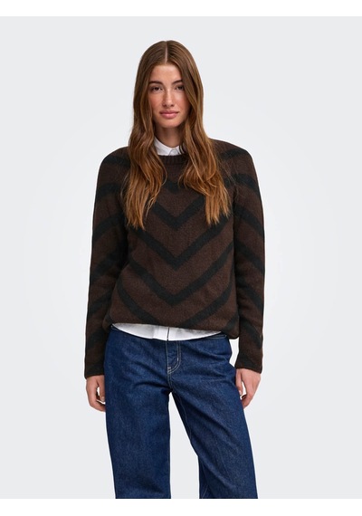 Only Onlelıza L/s Pullover Knt Noos Kahverengi Kadın Kazak 15191792