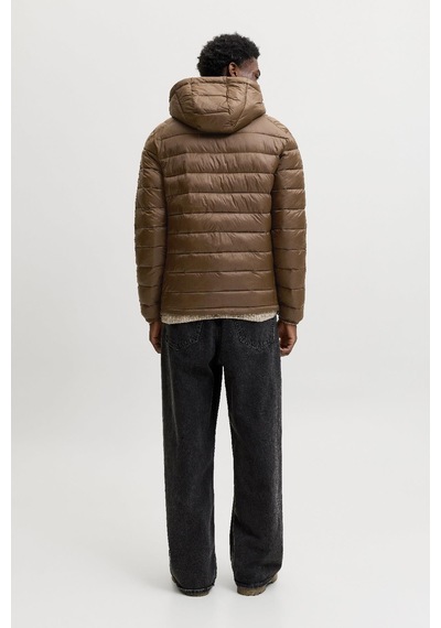 Jack & Jones Jjekıngsley Erkek Kapüşonlu Hafif Şişme Mont Puffer Günlük Rahat Kahve