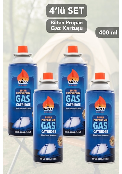 4 Adet Bütan Propan Gaz Kartuşu - Valfli Kartuş Kamp Ocağı Gazı 227 Gr Beyaz