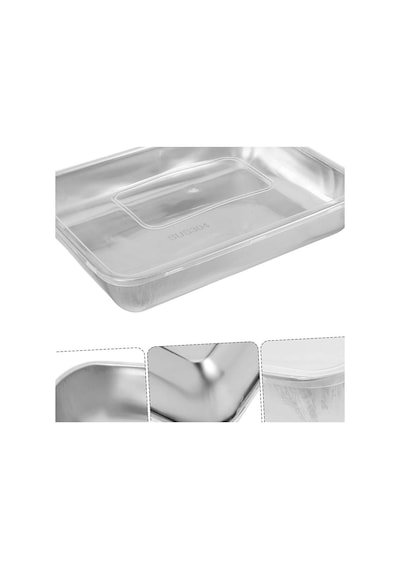 Çok Amaçlı Paslanmaz Çelik Fırın Ve Saklama Kabı 25 X 20 X 5 Cm Evimdeyokyok Çok Renkli