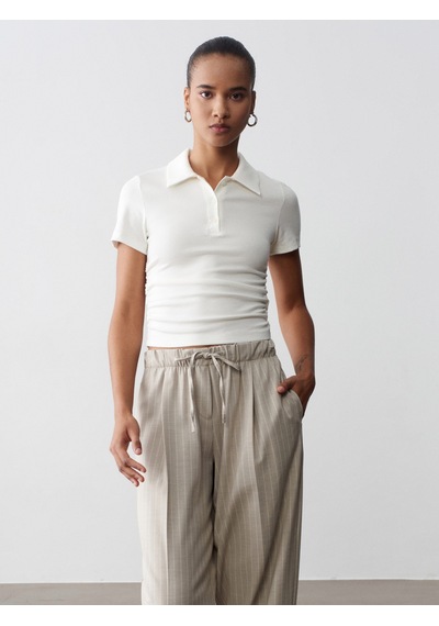 Dilvin 32614 Polo Yaka Top-ekru Ekru