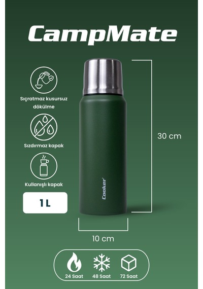 Cooker Campmate 1 Litre Paslanmaz Çelik Termos Ckr2081 Yeşil