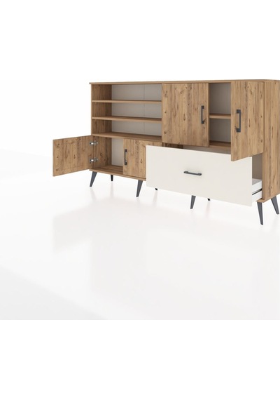 Arges Konsol 5 Raflı Tek Çekmeceli 4 Kapaklı 176x30x99 Çam-çam/ay Çam-çam/aytaşı Arges Konsol 5 Raflı Tek Çekmeceli 4 Kapaklı 176x30x99 Çam-çam/ay Çam-çam/aytaşı