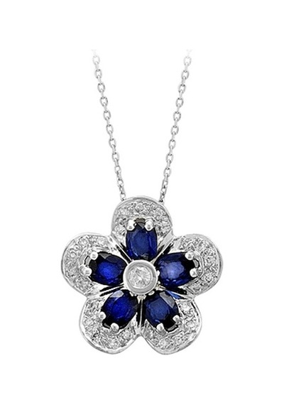 Sirius Pırlanta ve Oval Safir Taşlı Menekşe Kolye 0801P0004