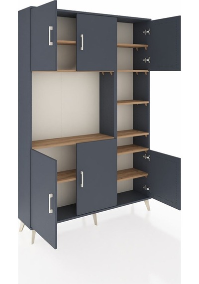Arges Dolap 10 Raflı 6 Kapaklı 132x30x195 Antrasit-antrasit/çam Antrasit