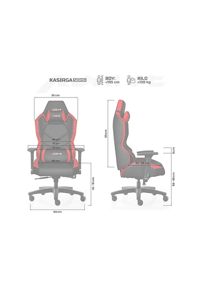 Xdrıve Kasırga Profesyonel Oyuncu Koltuğu Kırmızı Diğer
