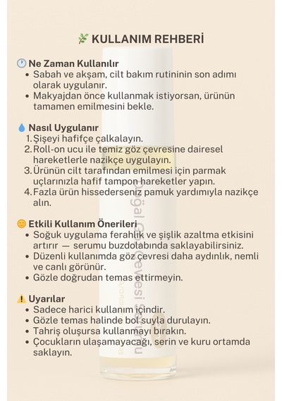 Doğal Göz Çevresi Serumu 10 Ml - Koyu Halkalar Ve İnce Çizgilere Karşı Aydınlatıcı Bakım Yağı