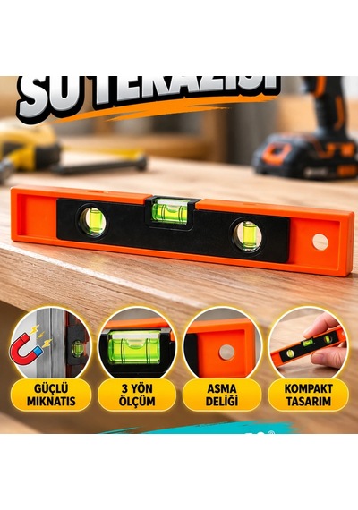 Mini Mıknatıslı Su Terazisi El Tipi Pratik Hizalama Ölçer
